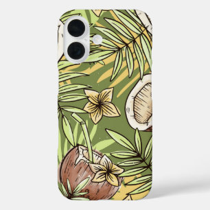 Funda iPhone 16 La brisa de la selva de coco tropical verde