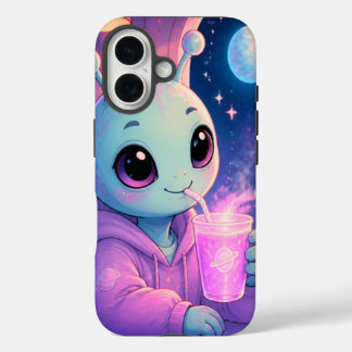 Funda iPhone 16 La chica alienígena verde está aquí para proteger