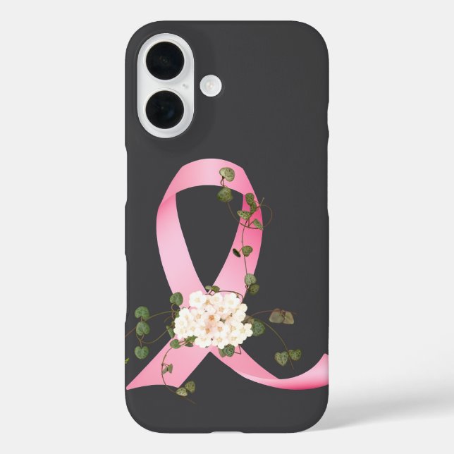 Funda iPhone 16 La cinta rosa con hiedra sobre gris (Reverso )