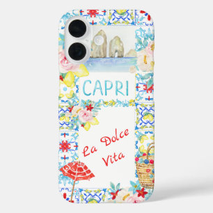 Funda iPhone 16 La Dolce Vita Capri Baldosas Azules Italiano