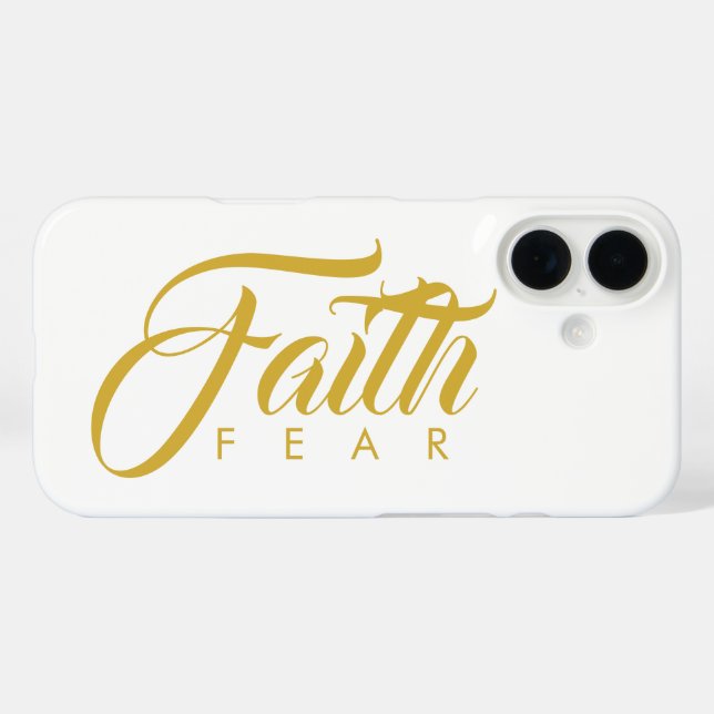 Funda iPhone 16 La fe sobre el miedo el oro y el blanco (Reverso (Horizontal))