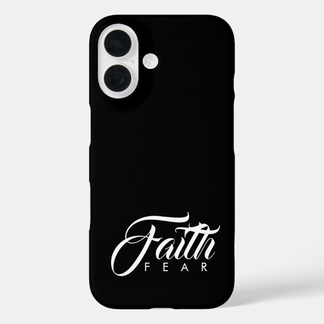 Funda iPhone 16 La fe sobre el miedo negro (Reverso )