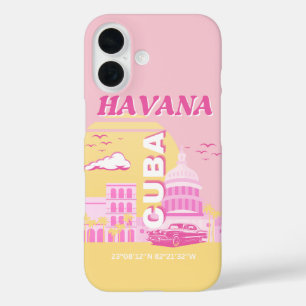 Funda iPhone 16 La Habana Cuba Arte Previo Rosa