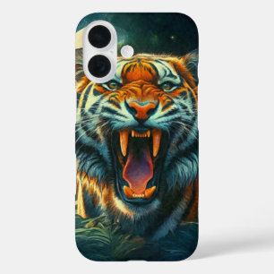 Funda iPhone 16 La jungla iluminada por la luna del tigre