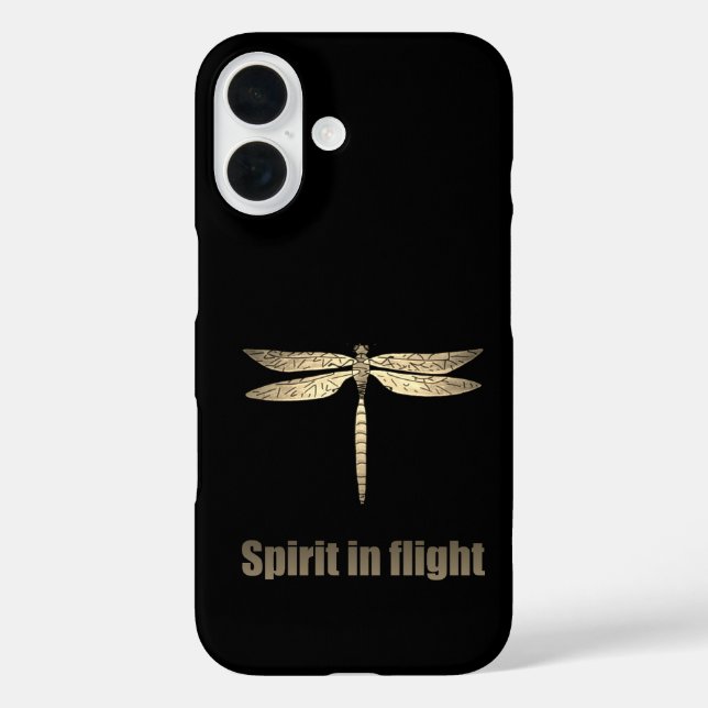 Funda iPhone 16 La libélula dorada en el Ilustracion de vuelo (Reverso )