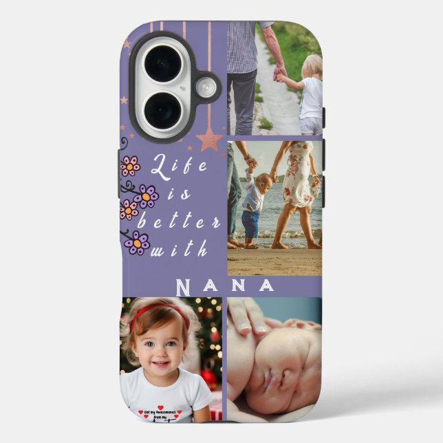 Funda iPhone 16 La vida de Collage de fotos personalizada es mejor (Reverso )