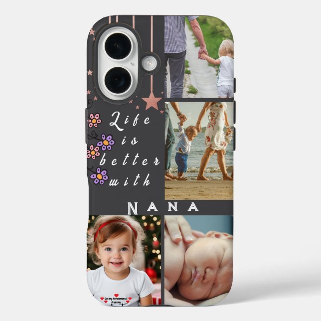 Funda iPhone 16 La vida de Collage de fotos personalizada es mejor (Reverso )