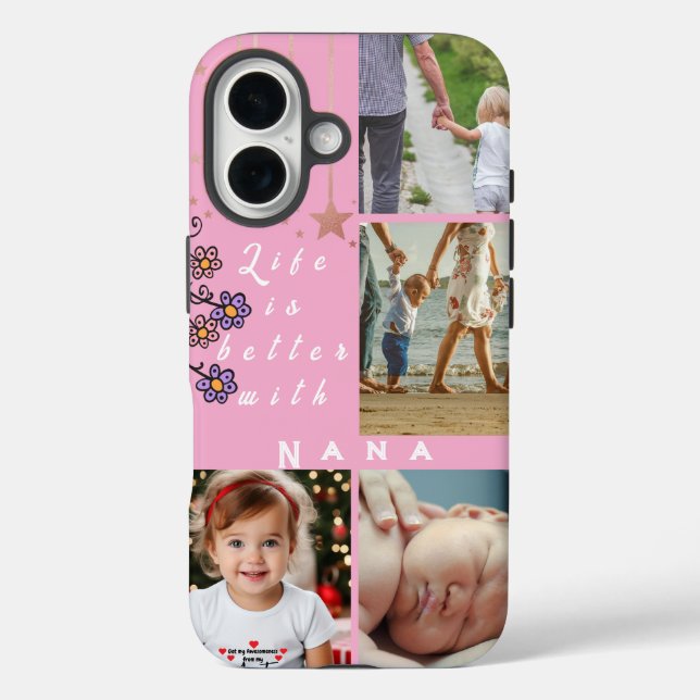 Funda iPhone 16 La vida de Collage de fotos personalizada es mejor (Reverso )