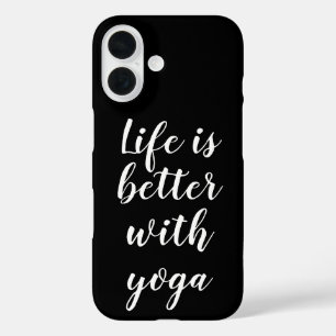 Funda iPhone 16 La vida es mejor con yoga negro