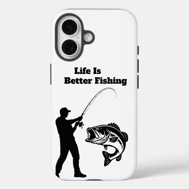 Funda iPhone 16 la vida es mejor pescando (Reverso )