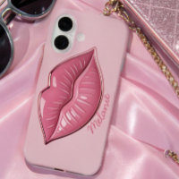 labios brillantes rosados en forma de
