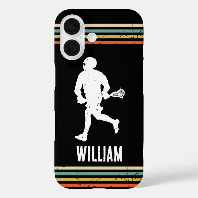 Funda iPhone 16 Lacrosse de época personalizada (Reverso )