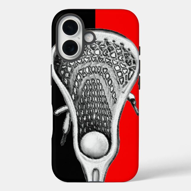 Funda iPhone 16 Lacrosse Sports Team Red (Reverso )