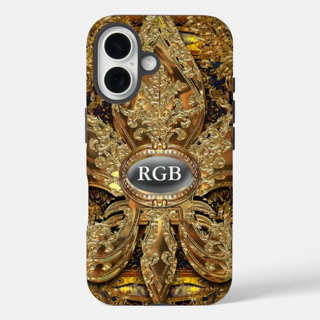 Funda iPhone 16 Lafleurette Monograma Elegante Chica (Reverso )
