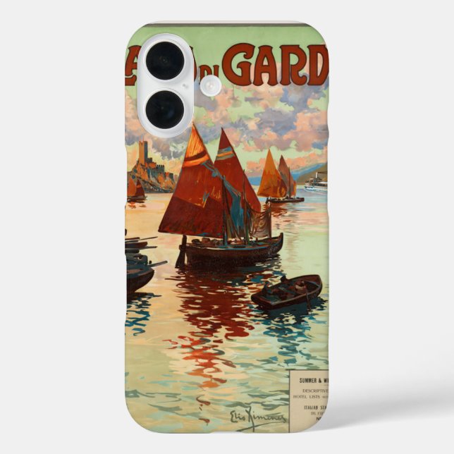 Funda iPhone 16 Lago di Garda, Lago Garda, Italia Viajes Vintage,  (Reverso )