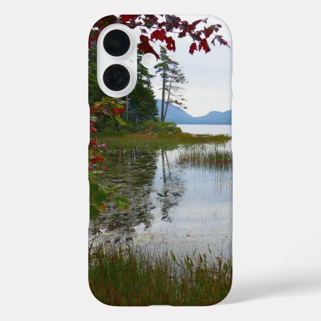 Funda iPhone 16 Lago Eagle y Hojas de Arce Rojo II (Reverso )