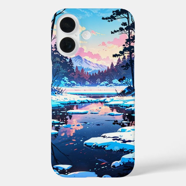 Funda iPhone 16 Lago helado de invierno (Reverso )