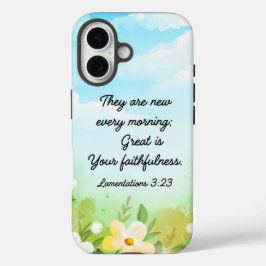Funda iPhone 16 Lamentaciones 3:23 Cristianos de Primavera Amarill