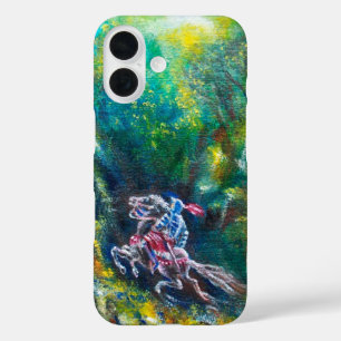 FUNDA iPhone 16 LANCELOT DE NOCHE, CABALLO EN BOSQUE VERDE