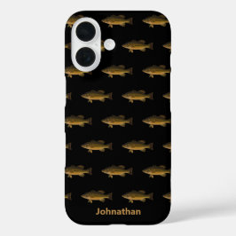 Funda iPhone 16 Largemouth Bass Fish Pattern and Name