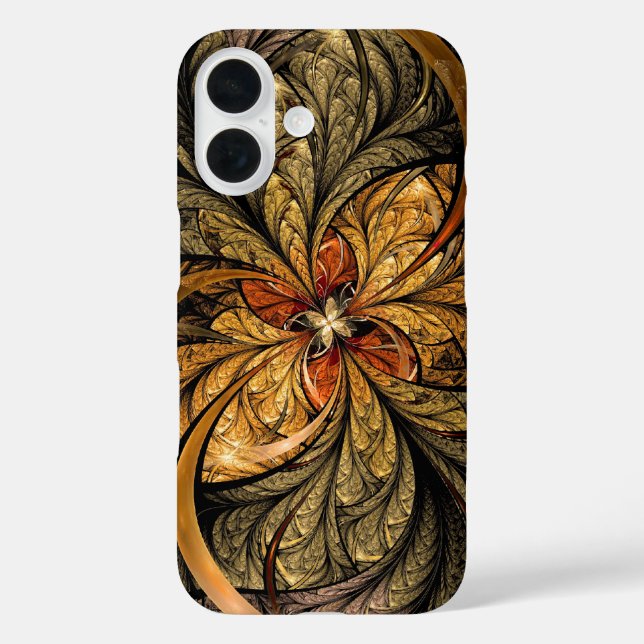 Funda iPhone 16 Las hojas brillantes resumen el arte fractal (Reverso )