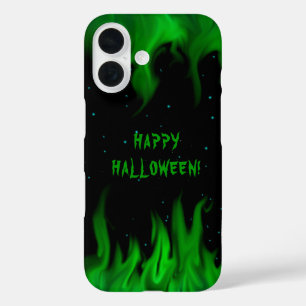 Funda iPhone 16 Las llamas verdes en el cielo estrellado
