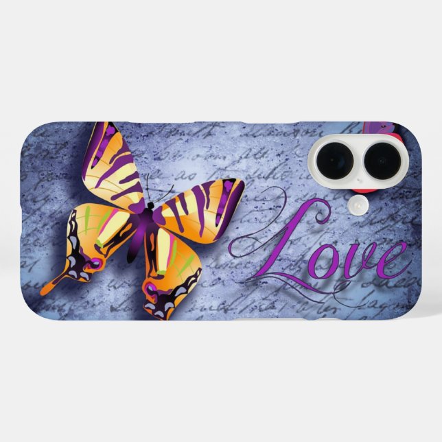 Funda iPhone 16 Las mariposas adoran el azul (Reverso (Horizontal))