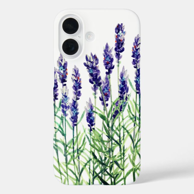 Funda iPhone 16 Lavanda pintada con acuarelas (Reverso )