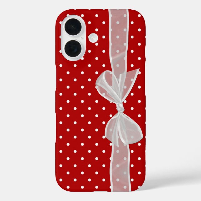Funda iPhone 16 Lazo blanco sobre puntos (Reverso )