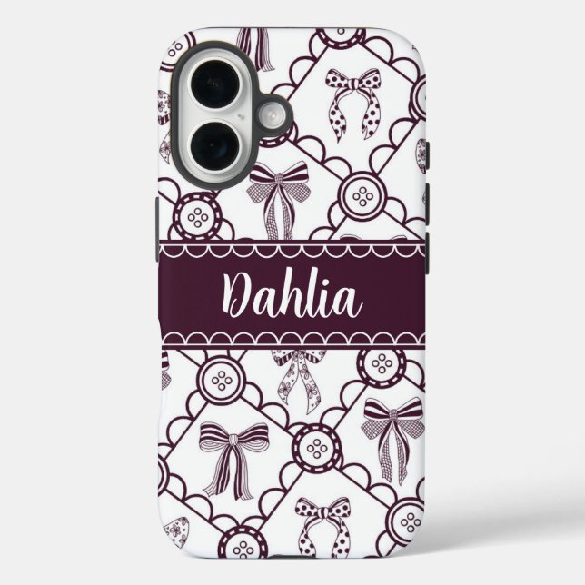 Funda iPhone 16 Lazo Granate Coqueta (Reverso )