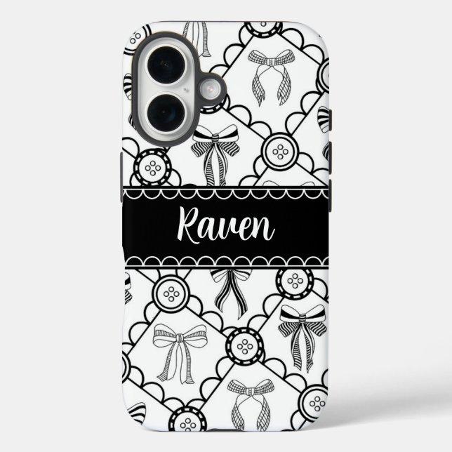 Funda iPhone 16 Lazo Negro Coquette (Reverso )