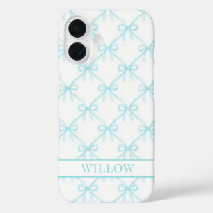 Funda iPhone 16 Lazos de Acuarela Aqua Coquette