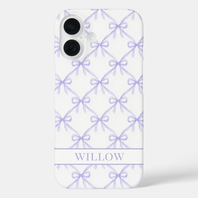 Funda iPhone 16 Lazos de acuarela Coquette Morada (Reverso )