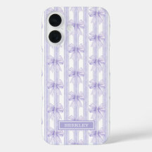 Lazos de Coqueta Morada en Rayas Monogramadas