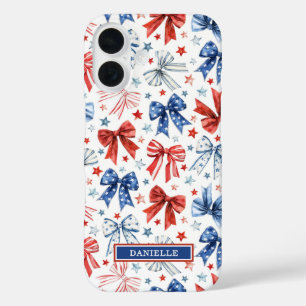 Funda iPhone 16 Lazos de Coqueta Patriótica Monogramados