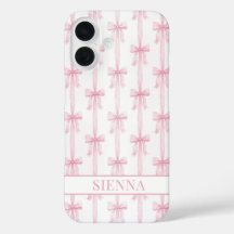 Lazos de Coqueta Rosa con Monograma Rayado