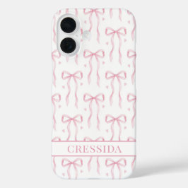 Funda iPhone 16 Lazos de Coqueta Rosa Monogramados