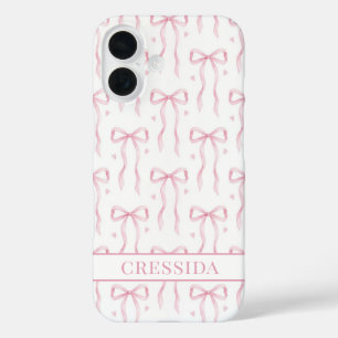 Funda iPhone 16 Lazos de Coqueta Rosa Monogramados
