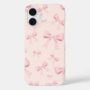 Funda iPhone 16 Lazos rosados encantadores Coquette Cottage Chic