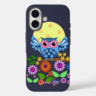 Funda iPhone 16 Lechuza de primavera y nombre personalizado