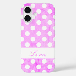 Funda iPhone 16 Lena - Plantilla para su nombre, Sorprendente rosa