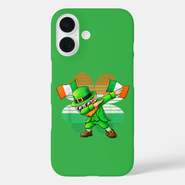 Funda iPhone 16 Leprechaun haciendo Dabbing para niños y jóvenes (Reverso )