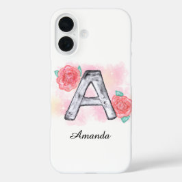 Funda iPhone 16 Letra acuarela floral a