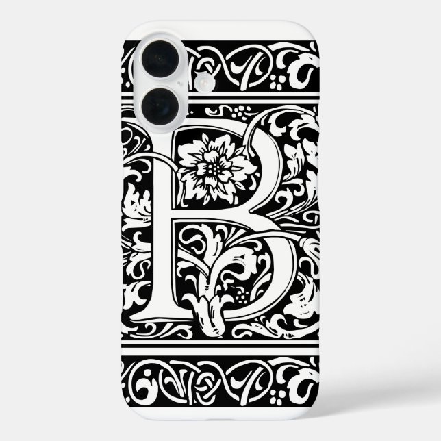 Funda iPhone 16 Letra B Monograma medieval Art Nouveau (Reverso )
