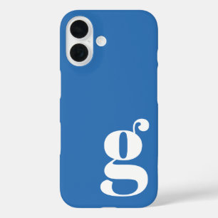 Funda iPhone 16 Letra de monograma minimalista linda en azul franc