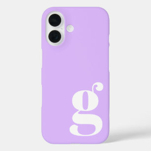 Funda iPhone 16 Letra de monograma minimalista linda en lavanda pú