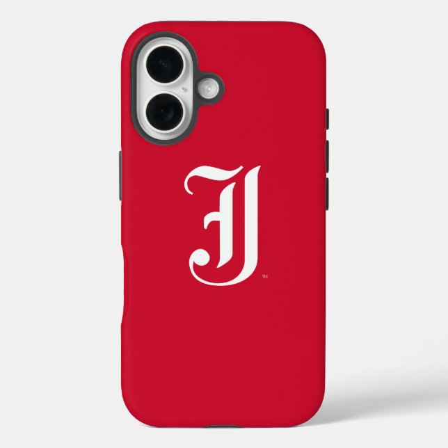 Funda iPhone 16 Letra JSU clásica de la Universidad Estatal de Jac (Reverso )