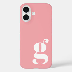 Funda iPhone 16 Letra Minimalista minúscula monograma en rosa Rosa