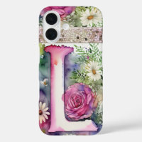 Letra personalizada L elegancia acuarela floral