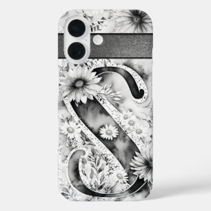 Funda iPhone 16 Letra personalizada S Elegante acuarela floral